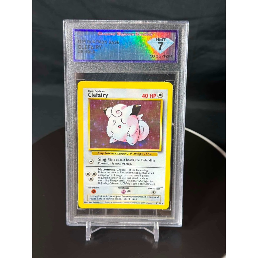 1999 Pokemon Base Set Clefairy 5/102 Holo Rare DSG 7 NM TCG Graded Card